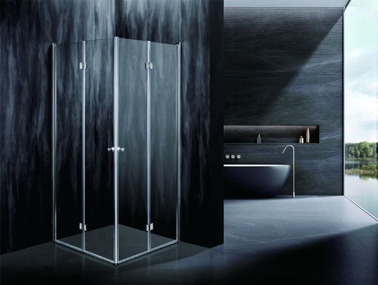 Douche d'angle fonctionnelle avec verre trempé de 6/8 mm et profilé en aluminium avec chrome