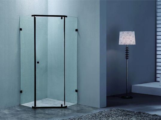 Réservoir de douche d'angle avec 6 mmT de verre trempé SS noir poignée et tige