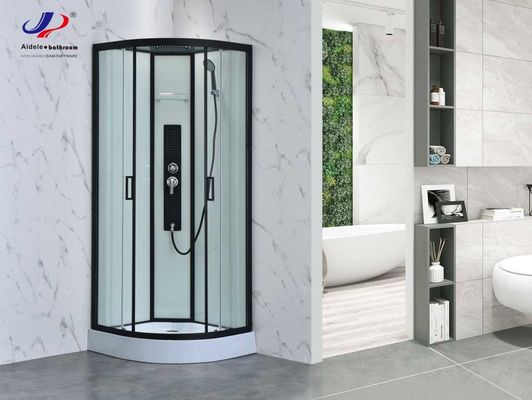 Salle de douche de design moderne avec cadre noir mat et verre trempé 4/5mm avec toit en verre