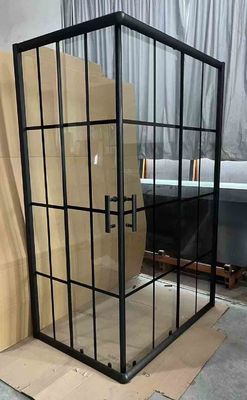 5/6mm Taille de verre Carré douche enceintes à rayures noires cadre pour salle de bains moderne